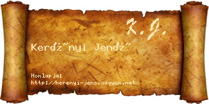 Kerényi Jenő névjegykártya